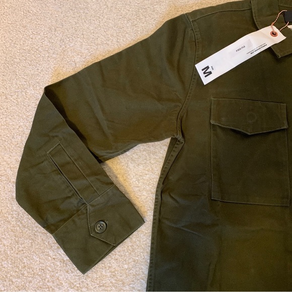 Purple Brand Olive Green Shirt Jacket Front Buttons Pockets Mens Size M P302-FL6 - Picture 4 of 10